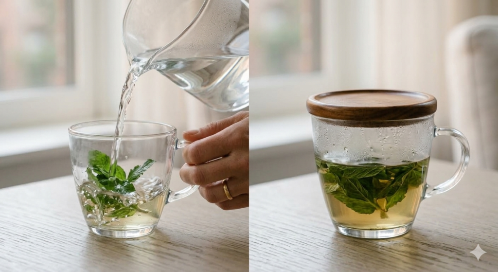 How to correctly steep spearmint tea to maximize skin-clearing benefits.