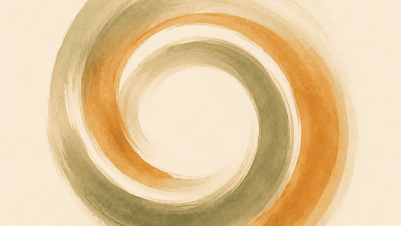 A minimal abstract circular loop illustration representing the bidirectional cycle between lack of sleep and anxiety, where each worsens the other