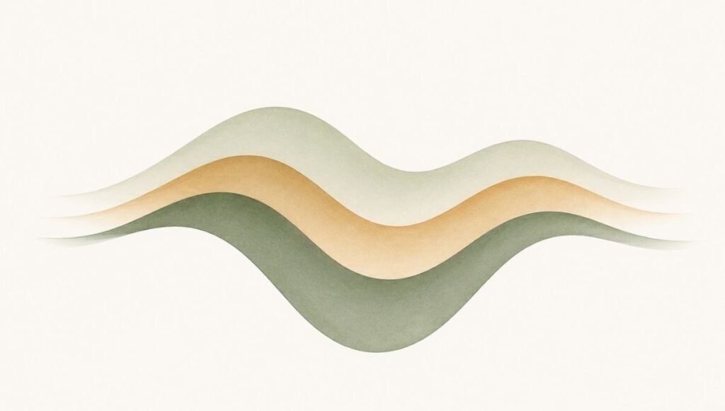 A minimal abstract illustration of repeating wave patterns representing the different stages of a sleep cycle, with the deepest wave emphasized to represent slow-wave deep sleep