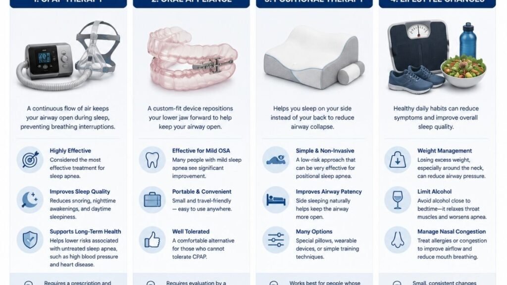 Comparison of treatment options for mild obstructive sleep apnea